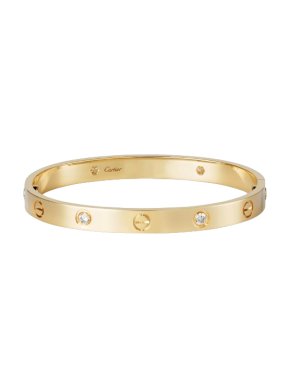 Cartier 18ct Yellow Gold Love Bracelet with 4 Diamonds and Cleaning Kit