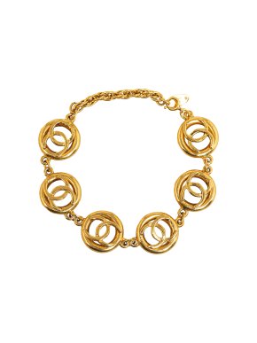 Chanel Vitnage Gold Plated CC Medallion Bracelet