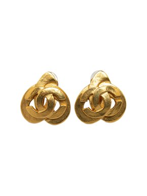Chanel Vintage Gold Plated Coco Reverse Clip On Earrings