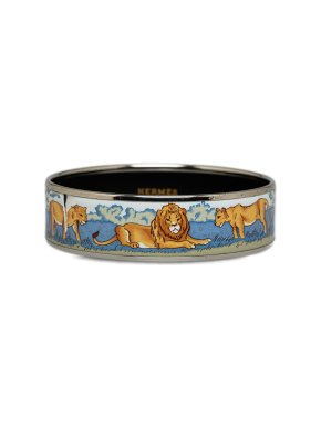 Hermes Blue Wide Enamel Bangle