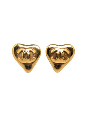 Chanel CC Heart Clip On Earrings