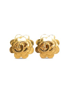 Chanel CC Flower Clip on Earrings