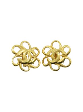 Chanel CC Flower Clip on Earrings