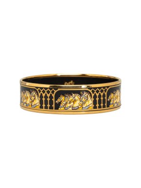 Hermes Black Wide Enamel Bangle