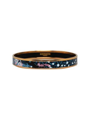 Hermes Black Narrow Enamel Bangle