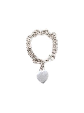 Tiffany & Co. 925 Sterling Silver Heart Tag Charm Bracelet