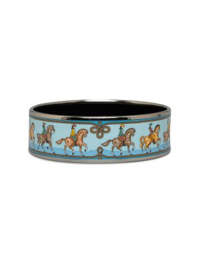 Hermes Blue Wide Enamel Bangle