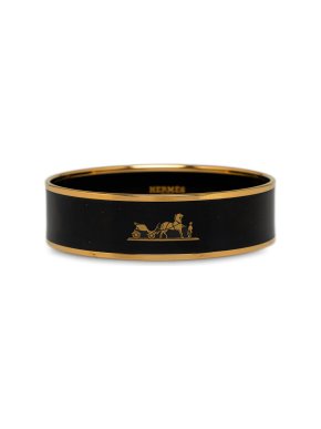 Hermes Black Wide Enamel Bangle