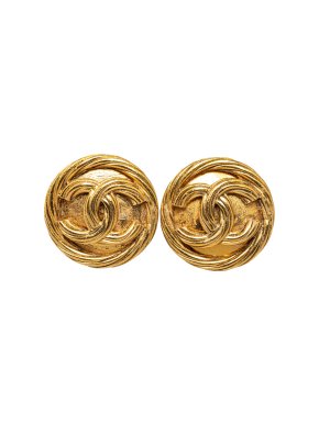 Chanel Gold Tone CC Clip On Earrings