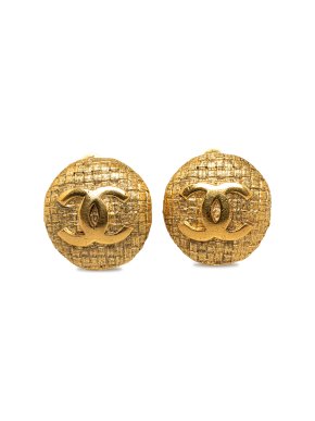 Chanel Textured CC Clip On Earrings