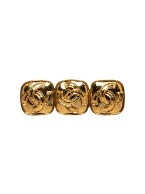 Chanel Vintage Gold Plated Triple CC Brooch