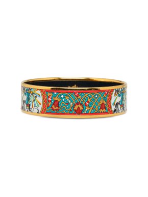 Hermes Red Wide Enamel Bangle GHW