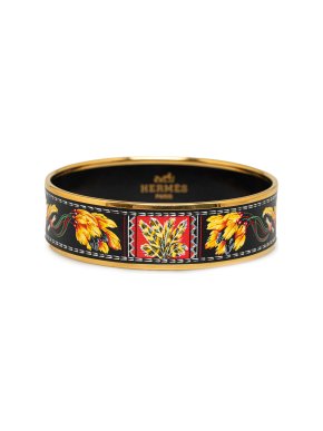 Hermes Black Wide Enamel Bangle