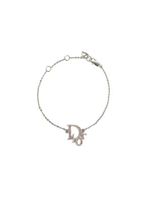 Dior Silver Logo Rhinestone Bracelet