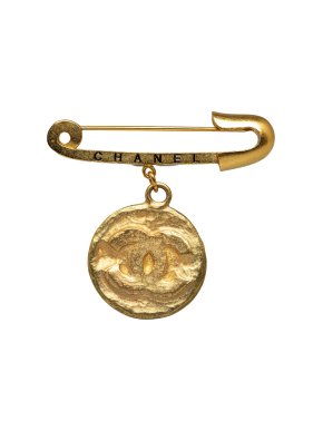 Chanel Gold Plated CC Medallion Brooch