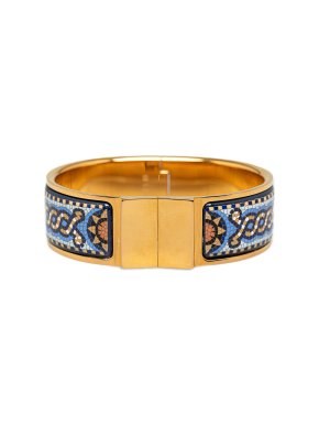 Louis Vuitton Hermes Blue Loquet Wide Enamel Bracelet