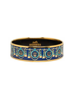 Hermes Blue Wide Enamel Bangle