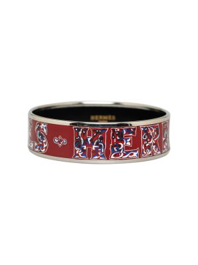 Hermes Red Alphabet Russe Wide Enamel Bangle