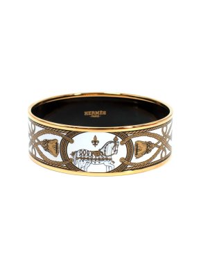 Hermes Wide Grand Apparat Platine Enamel Bangle