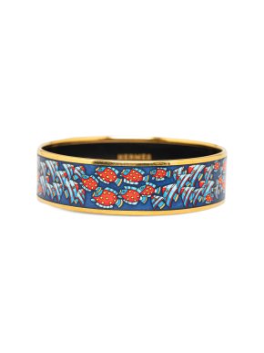 Hermes Blue Wide Enamel Bangle