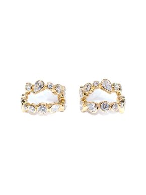 Completedworks Gold Plated Crystal Embellished Hoop Earrings