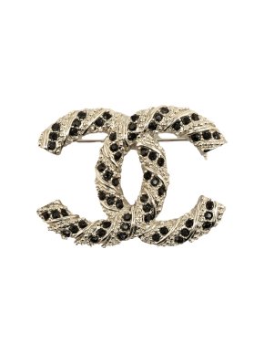 Chanel CC Metal and Rhinestone Brooch 4.5cms x 3.5cms