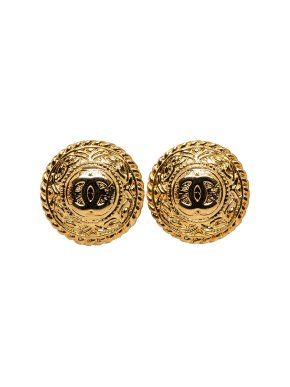 Chanel Vintage Gold Plated CC Clip On Earrings