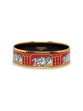 Hermes Red Wide Enamel Bangle