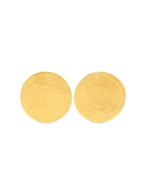 Hermes Gold Tone Clou De Selle Clip On Earrings