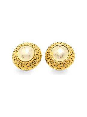 Chanel Faux Pearl Clip On Earrings