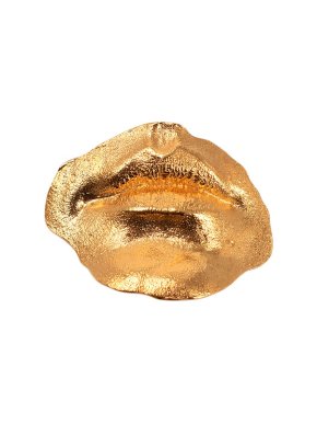 Schiaparelli Gold Plated Mouth Brooch