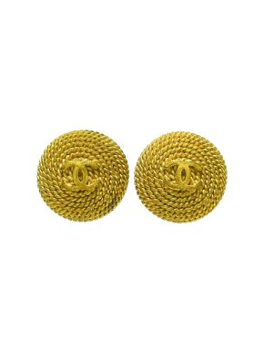 Chanel Vintage Gold Plated CC Clip On Earrings