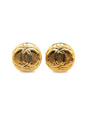 Chanel Vintage Gold Plated CC Clip On Earrings