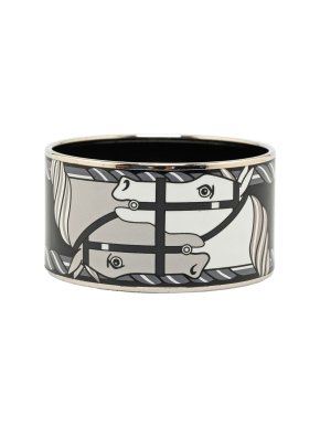 Hermes Black Extra Wide Enamel Quadridge Bangle