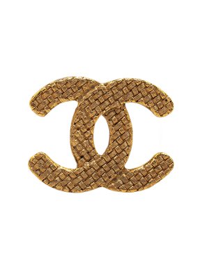 Chanel Textured Gold Plated CC Brooch