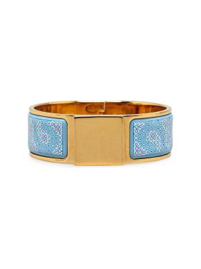Hermes Blue Wide Enamel Loquet Bangle