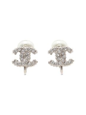 Chanel CC Rhinestones Clip On Earrings