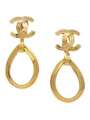 Chanel Vintage Open Teardrop Clip on Earrings