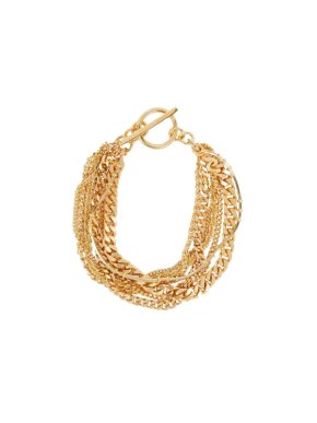 Saint Laurent Gold Tone Multi Chain Bracelet