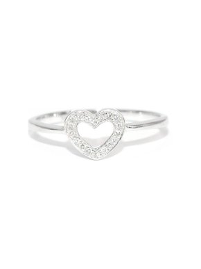 Bespoke White Gold/Diamond Heart Ring Size 47 1