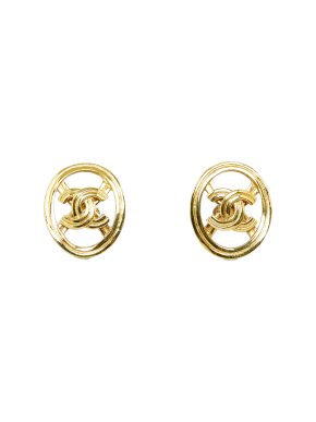Chanel Gold Plated CC Clip-on Earrings