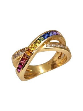Judy Mayfield Rainbow Sapphire and Diamond Ring