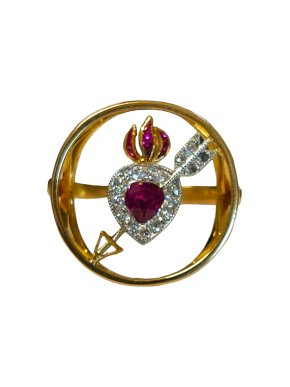 Bespoke Victorian Lovers Sentiment 18ct Gold Ruby and Diamond Ring