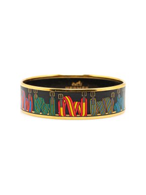 Hermes Multicoloured Wide Les Sangles Enamel Bangle GM