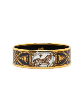 Hermes Black Grand Apparat Wide Enamel Bangle