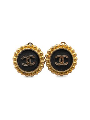 Chanel Vintage Gold Plated CC Clip on Earrings