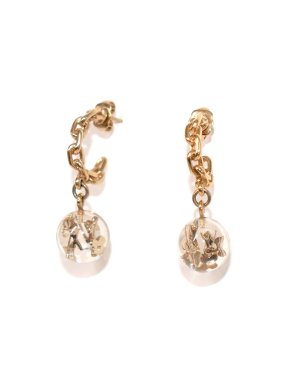 Louis Vuitton Gold Bubbles Inclusion Resin Hoop Earrings