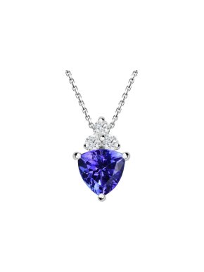 Bespoke 18ct White Gold Tanzanite Diamond Cut Necklace
