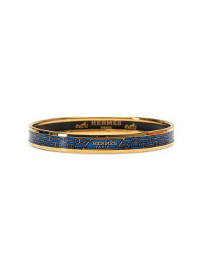 Hermes Navy Narrow Chaine d'Ancre Enamel Bangle 65