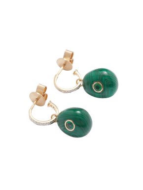 Jade Jagger Malachite, Diamond  And Emerald Earring